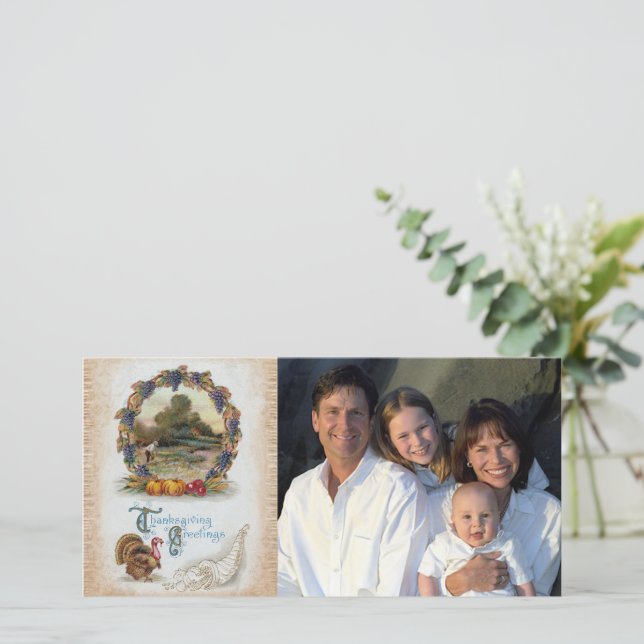 Full Colour Vintage Post Card Thanksgiving Photos (Standing Front)