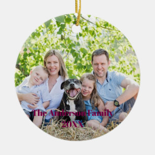 Full Coverage Photo Custom White Script Text Ceramic Ornament
