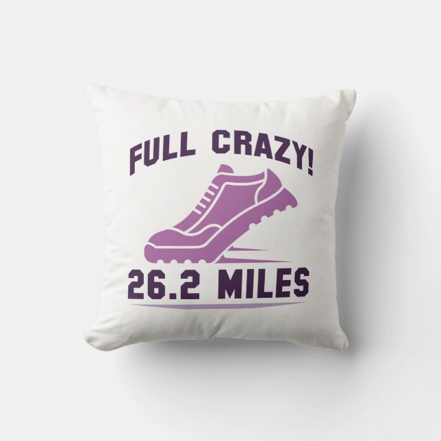 Full Crazy 26.2 Miles Throw Pillow (Front)