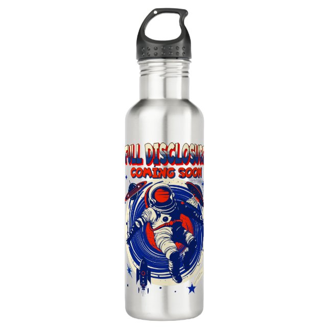Full Disclosure Coming Soon | Astronaut Floating  710 Ml Water Bottle (Front)