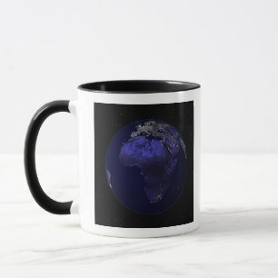 Full Earth at night showing Africa and Europe Mug
