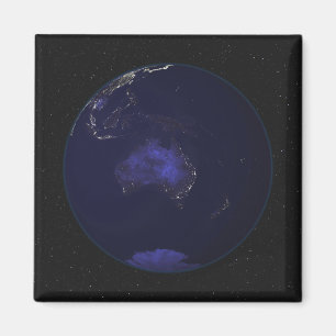 Full Earth at night showing city lights 2 Magnet