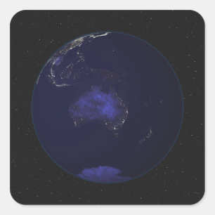 Full Earth at night showing city lights 2 Square Sticker