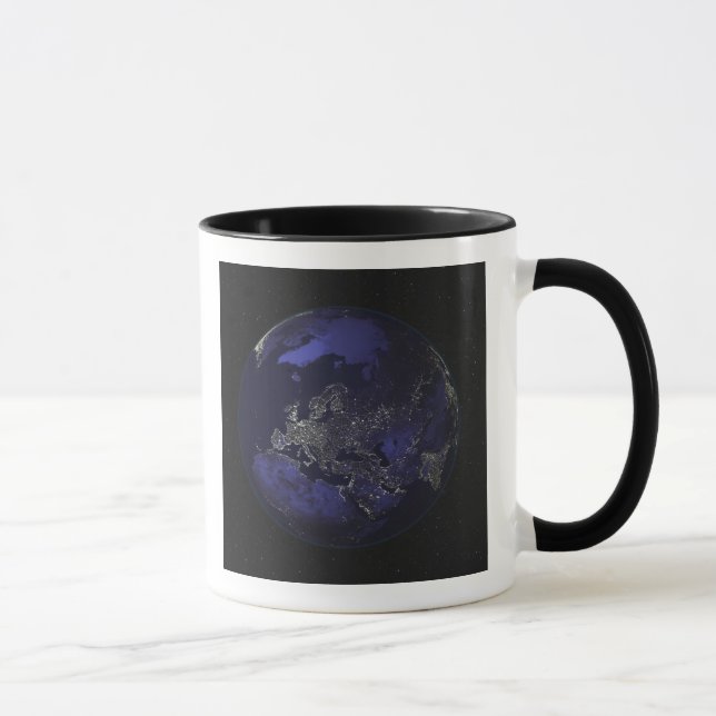 Full Earth at night showing city lights 3 Mug (Right)