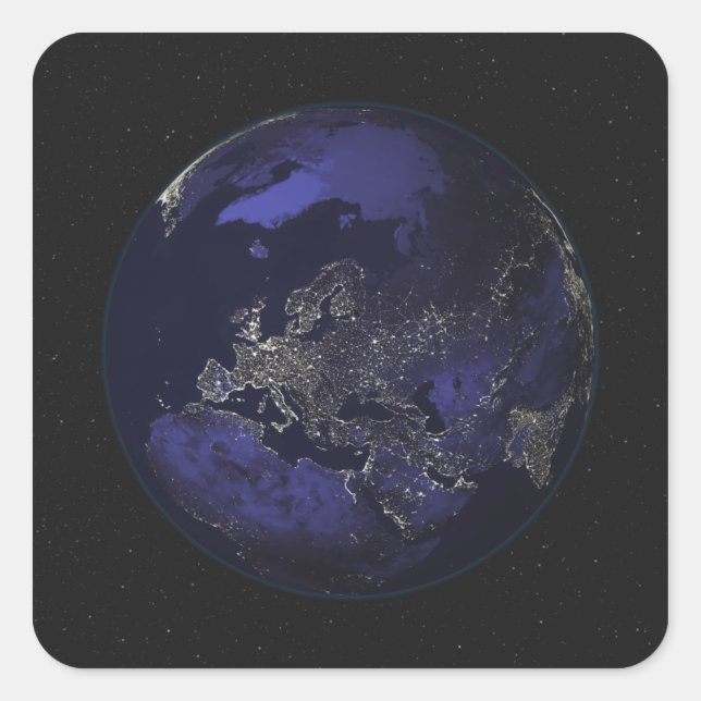 Full Earth at night showing city lights 3 Square Sticker (Front)