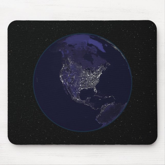 Full Earth at night showing city lights 4 Mouse Pad (Front)