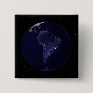Full Earth at night showing city lights 6 2 Inch Square Button