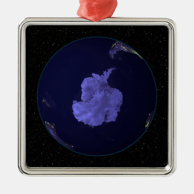 Full Earth at night showing city lights 7 Metal Ornament (Front)