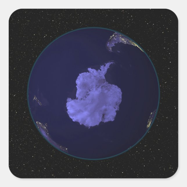 Full Earth at night showing city lights 7 Square Sticker (Front)
