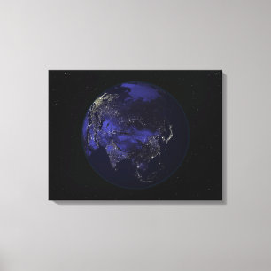 Full Earth at night showing city lights Canvas Print