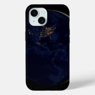 Full Earth At Night With City Lights Of Americas iPhone 15 Case