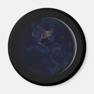 Full Earth At Night With City Lights Of Americas Magnet