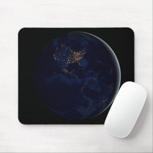 Full Earth At Night With City Lights Of Americas Mouse Pad