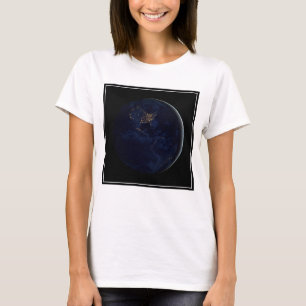 Full Earth At Night With City Lights Of Americas T-Shirt