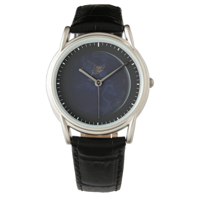 Full Earth At Night With City Lights Of Americas Watch (Front)