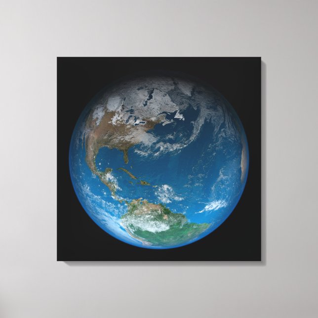 Full Earth Featuring North And South America. Canvas Print (Front)