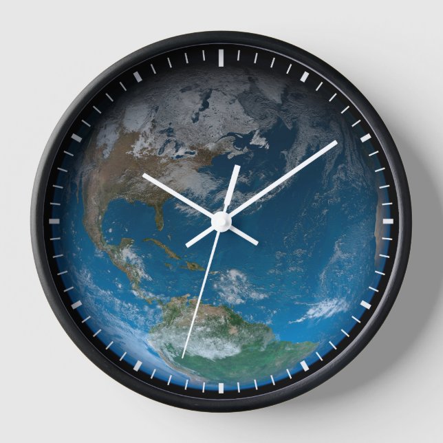 Full Earth Featuring North And South America. Clock (Front)
