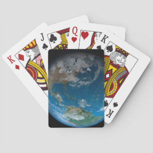 Full Earth Featuring North And South America. Playing Cards