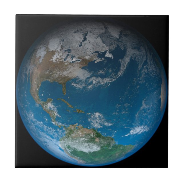 Full Earth Featuring North And South America. Tile (Front)
