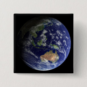 Full Earth from space showing Australia 2 Inch Square Button
