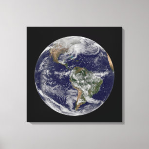 Full Earth Showing A Powerful Winter Storm. Canvas Print