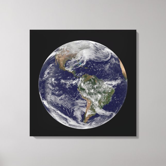 Full Earth Showing A Powerful Winter Storm. Canvas Print (Front)