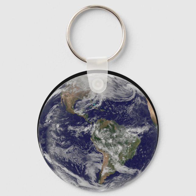 Full Earth Showing A Powerful Winter Storm. Keychain (Front)
