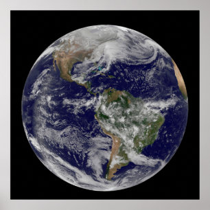 Full Earth Showing A Powerful Winter Storm. Poster