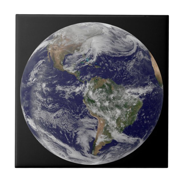 Full Earth Showing A Powerful Winter Storm. Tile (Front)
