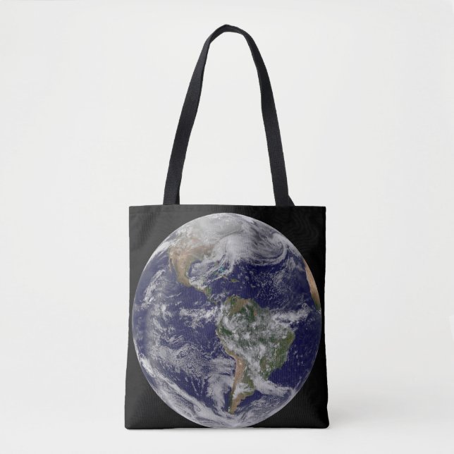 Full Earth Showing A Powerful Winter Storm. Tote Bag (Front)