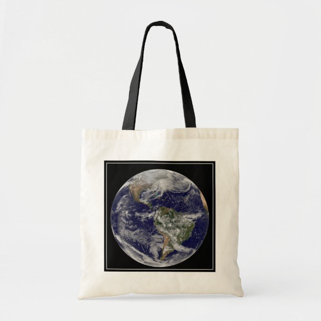 Full Earth Showing A Powerful Winter Storm. Tote Bag (Front)