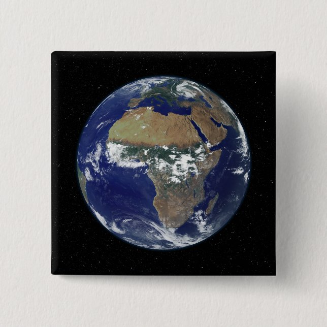 Full Earth Showing Africa and Europe 2 Inch Square Button (Front)