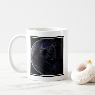 Full Earth Showing City Lights Of Asia At Night. Coffee Mug
