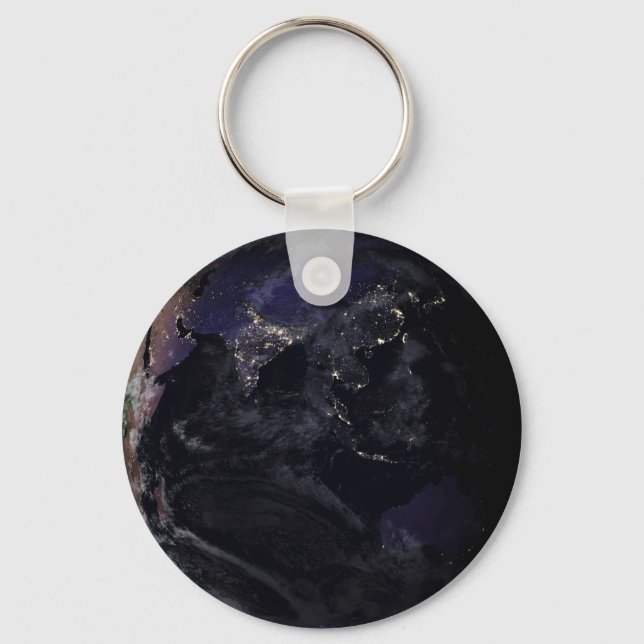 Full Earth Showing City Lights Of Asia At Night. Keychain (Front)