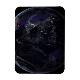 Full Earth Showing City Lights Of Asia At Night. Magnet