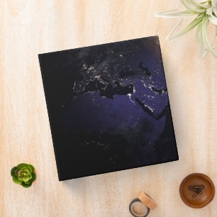 Full Earth Showing City Lights Of Europe At Night. Binder