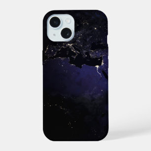 Full Earth Showing City Lights Of Europe At Night. iPhone 15 Case