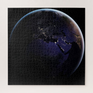 Full Earth Showing City Lights Of Europe At Night. Jigsaw Puzzle