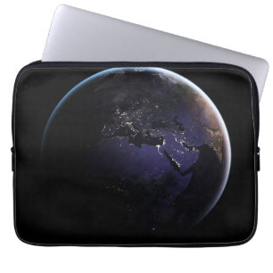 Full Earth Showing City Lights Of Europe At Night. Laptop Sleeve