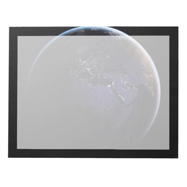 Full Earth Showing City Lights Of Europe At Night. Notepad (Front)