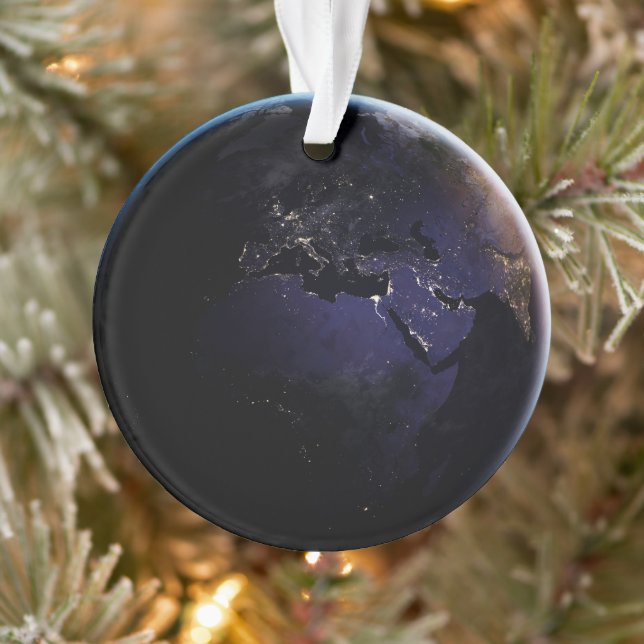 Full Earth Showing City Lights Of Europe At Night. Ornament (Tree)