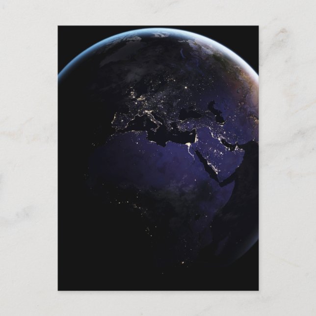 Full Earth Showing City Lights Of Europe At Night. Postcard (Front)