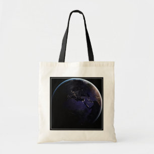 Full Earth Showing City Lights Of Europe At Night. Tote Bag