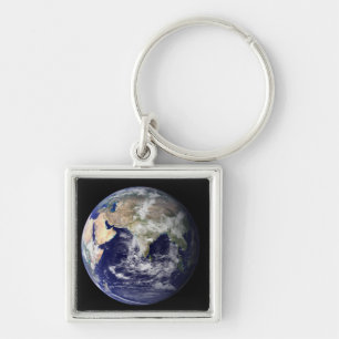 Full Earth showing Europe and Asia Keychain