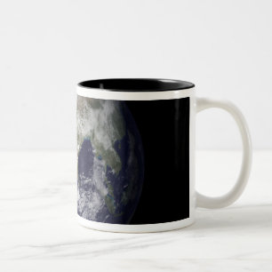 Full Earth showing Europe and Asia Two-Tone Coffee Mug