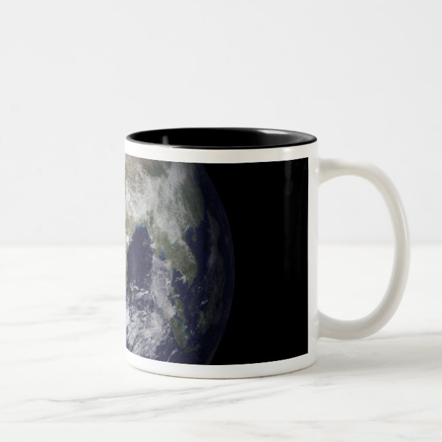 Full Earth showing Europe and Asia Two-Tone Coffee Mug (Right)