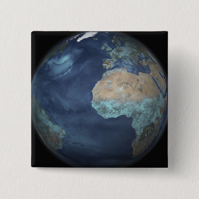 Full Earth showing evaporation 2 Inch Square Button (Front)