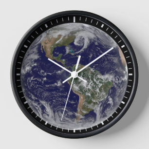 Full Earth Showing Low Pressure Systems. Clock