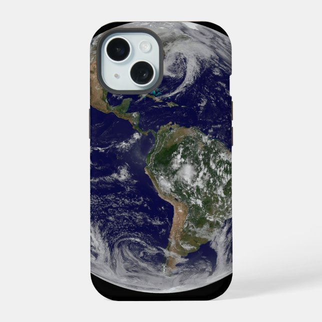 Full Earth Showing Low Pressure Systems. iPhone 15 Case (Back)