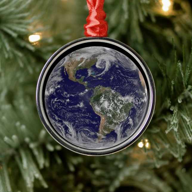 Full Earth Showing Low Pressure Systems. Metal Ornament (Tree)